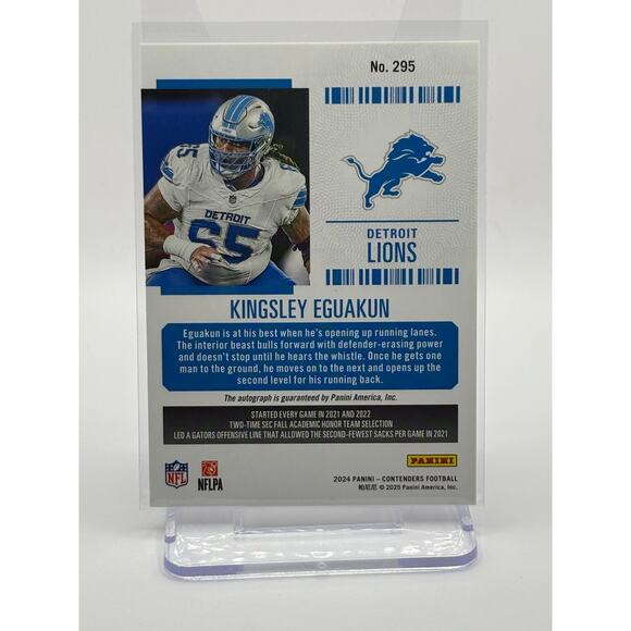 2024 Contenders Kingsley Eguakun Rookie Conference Ticket Auto 29/75 SP Lions RC - Picture 2 of 2